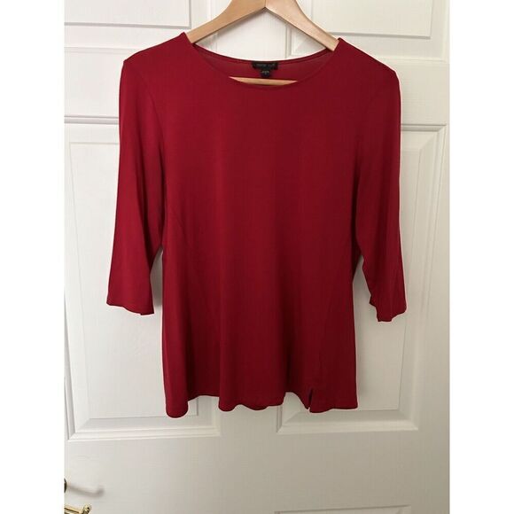 J Jill Wearever Collection Red Rayon Top Size Small 3/4 Sleeve Stretch Shirt - Picture 1 of 5